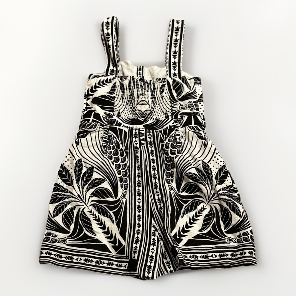 Farm Rio Monochrome Elegance Scarf Off-white Romper XS New Tags $190 - Picture 2 of 5